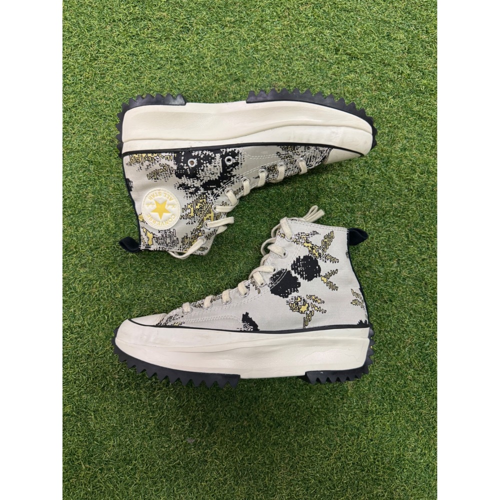 Converse Run Star Hike High Top Digital Graphic Platform Sneakers Cream Black 9 - Picture 2 of 5